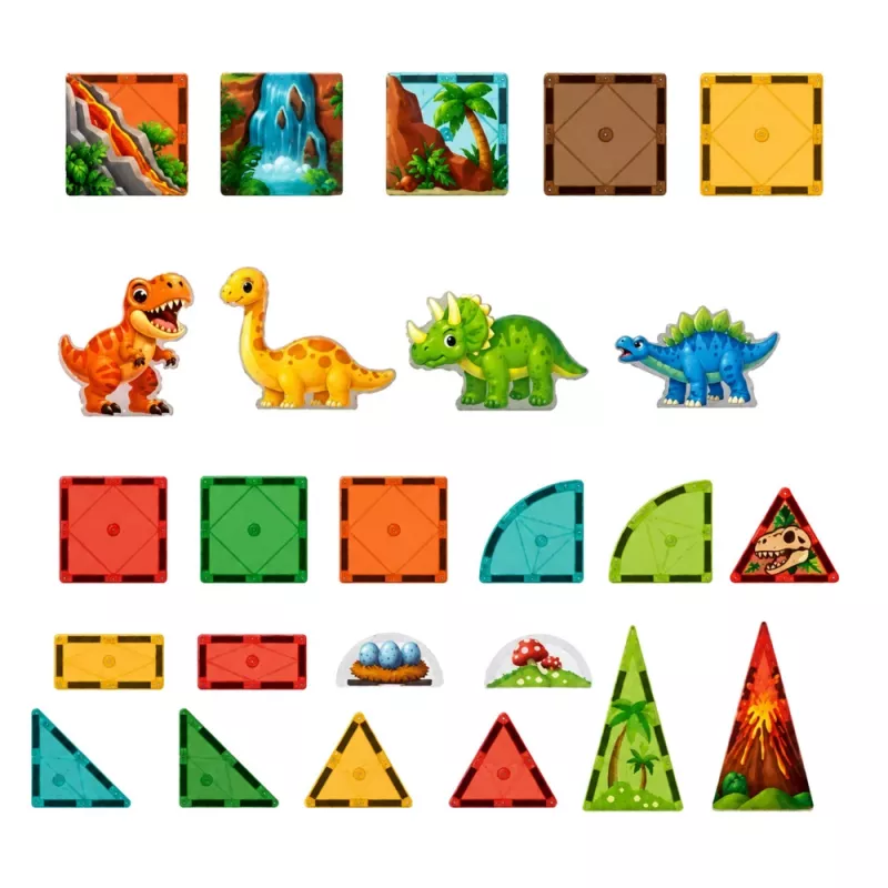LEAN TOYS Μαγνητικά Δομικά Στοιχεία Δεινόσαυρος Ηφαίστειο 31 τεμ.