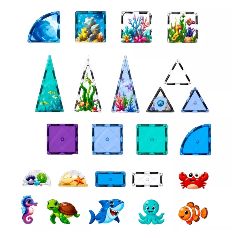 LEAN TOYS Μαγνητικά τουβλάκια θαλάσσιων ζώων ωκεανού 40 τεμ.