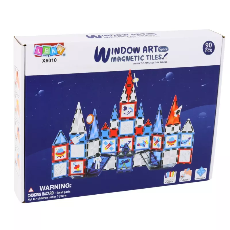 LEAN TOYS Magnetic Space Windows Τουβλάκια 90 τεμάχια – Πλαστικό ABS σετ κατασκευών STEM