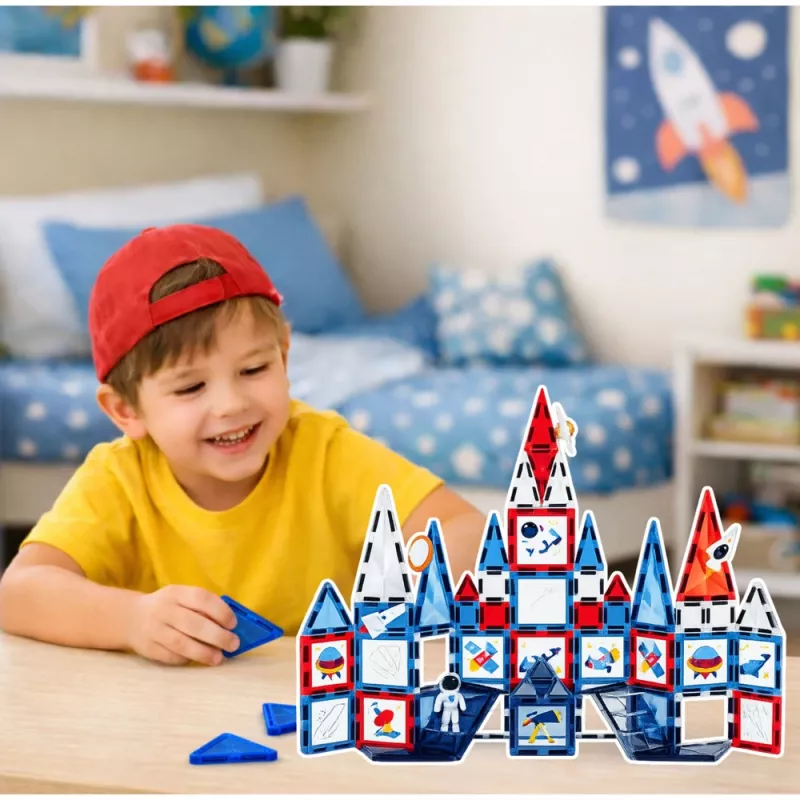 LEAN TOYS Magnetic Space Windows Τουβλάκια 90 τεμάχια – Πλαστικό ABS σετ κατασκευών STEM