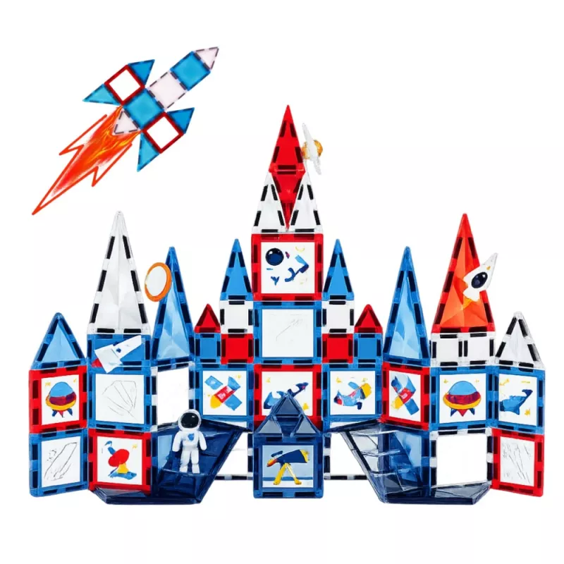 LEAN TOYS Magnetic Space Windows Τουβλάκια 90 τεμάχια – Πλαστικό ABS σετ κατασκευών STEM