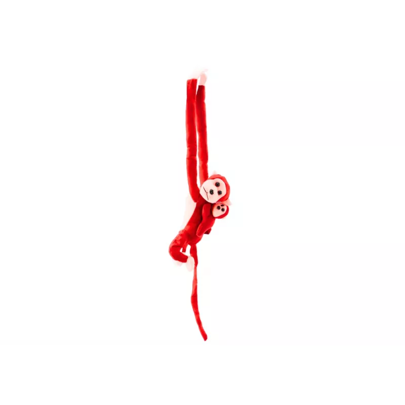 LEAN TOYS Μασκότ λούτρινη μαϊμού με μωρό, κόκκινο 70 cm