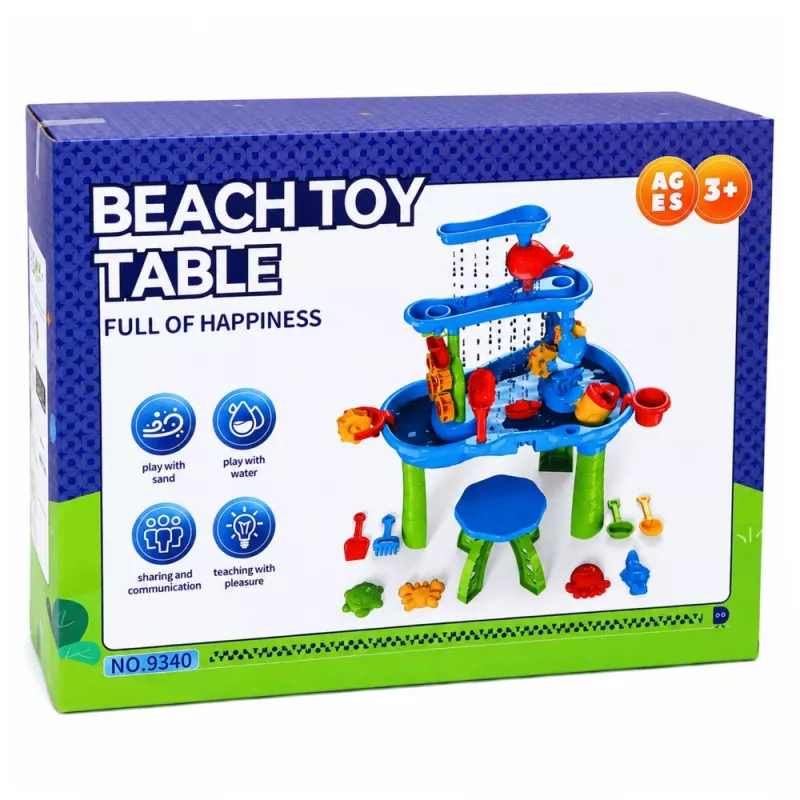 LEAN TOYS Πολυεπίπεδο τραπέζι νερού με καρέκλα, αξεσουάρ και φόρμες, 63 cm