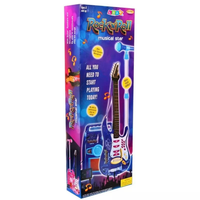 LEAN TOYS Ροζ Ηλεκτρική Κιθάρα με Μικρόφωνο και Ενισχυτή