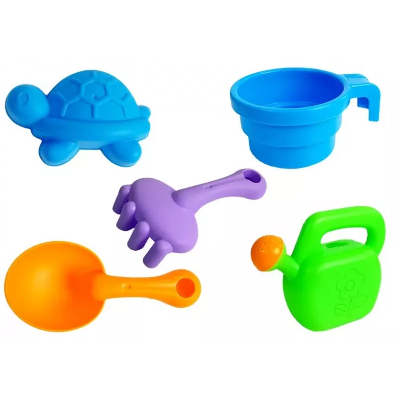 LEAN TOYS Τραπέζι Αμμοδόχου με Καλούπια, Φτυάρι, Τσουγκράνα και Σύννεφο - Πολύχρωμο