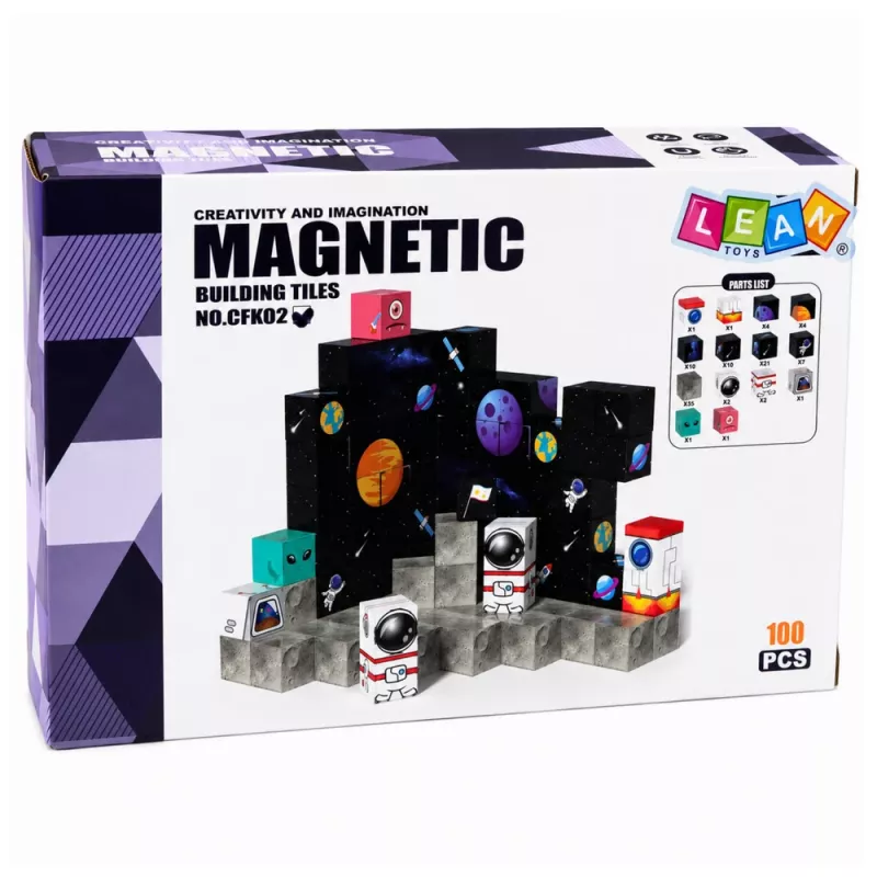LEAN TOYS Σετ μαγνητικών κύβων δόμησης Pixels 3D Space 100 τεμ.