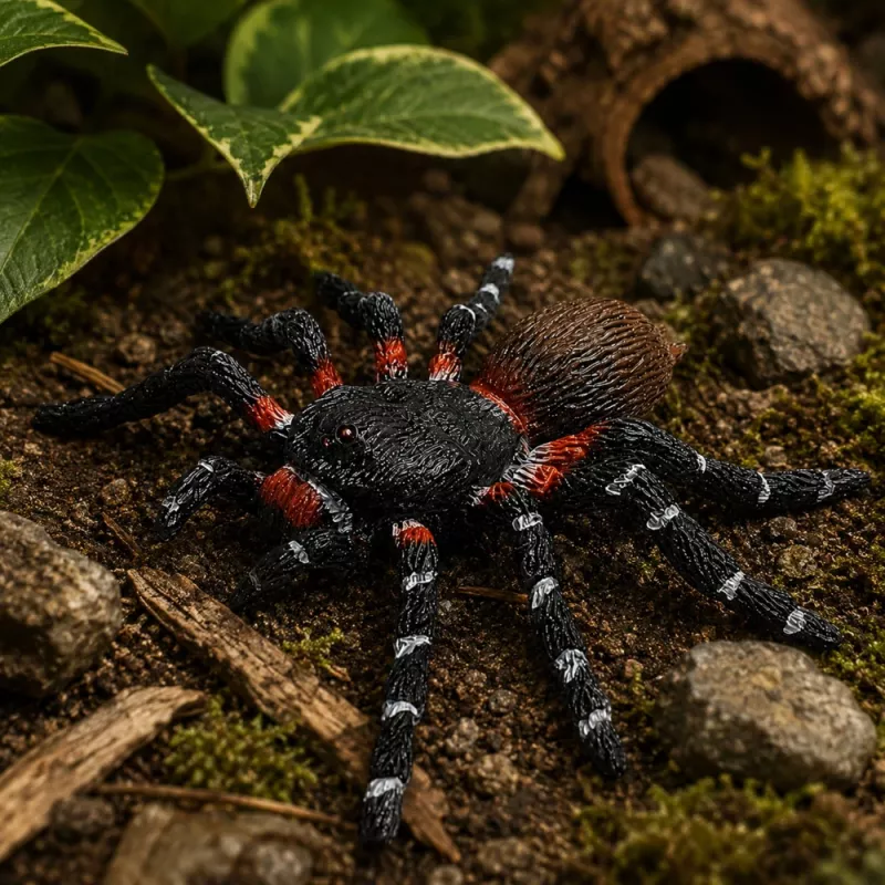LEAN TOYS Spider Tarantula λαστιχένια φιγούρα stretchable ρεαλιστική μαύρη 10 cm