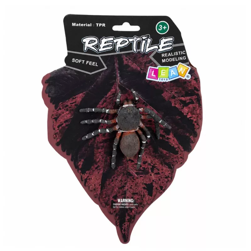 LEAN TOYS Spider Tarantula λαστιχένια φιγούρα stretchable ρεαλιστική μαύρη 10 cm