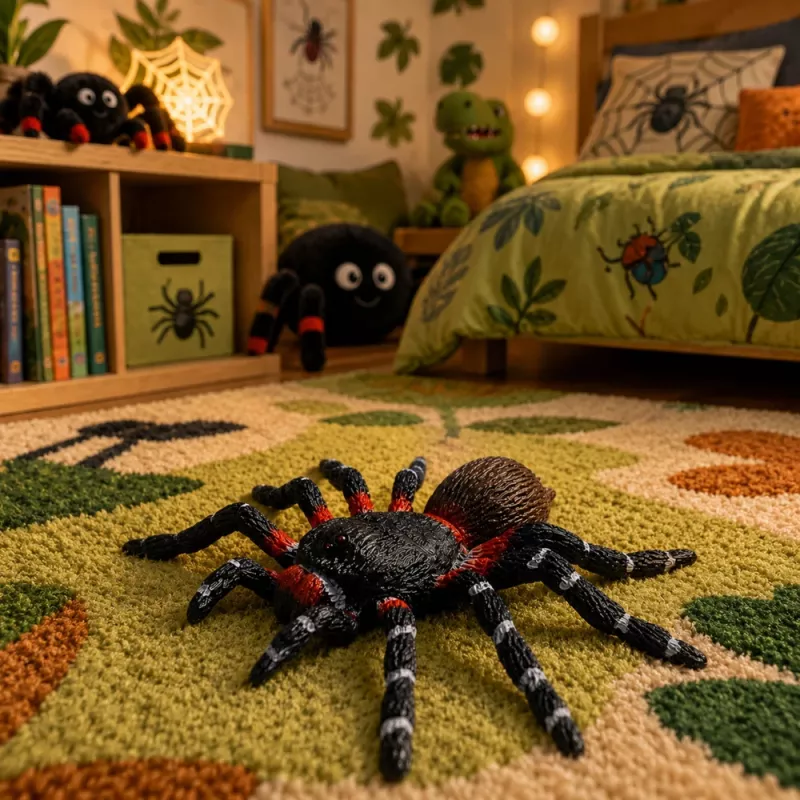 LEAN TOYS Spider Tarantula λαστιχένια φιγούρα stretchable ρεαλιστική μαύρη 10 cm