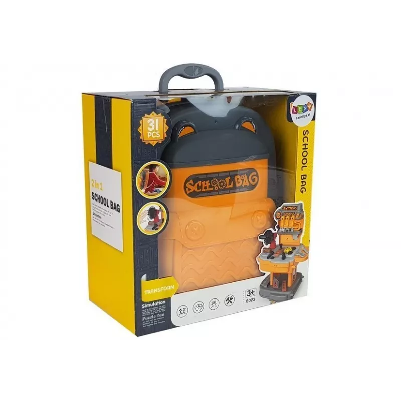 LEAN TOYS Σετ Εργαλείων Σακίδιο Συνεργείο Πορτοκαλί και Γκρι