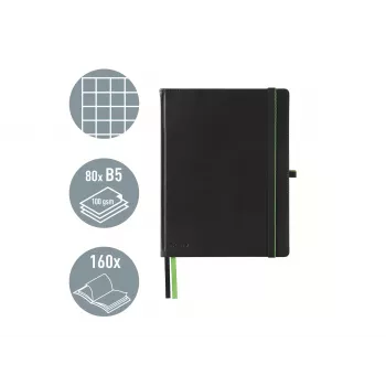 LEITZ Complete Σημειωματάριο, Μέγεθος iPad, καρό, 80 φύλλα 96 g/m² χαρτί ελεφαντόδοντο, Όψη δέρματος, Μαύρο 4473-00-95