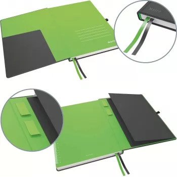 LEITZ Complete Σημειωματάριο, Μέγεθος iPad, καρό, 80 φύλλα 96 g/m² χαρτί ελεφαντόδοντο, Όψη δέρματος, Μαύρο 4473-00-95