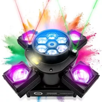 LIGHT4ME COSMOS BASIC Κινούμενη συσκευή φωτισμού multi-effect με RGBW-LED, κόκκινα/πράσινα λέιζερ και strobe