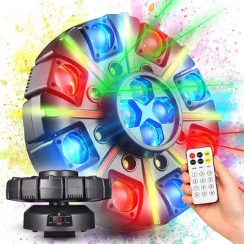 LIGHT4ME OCTOS Moving Multi-Effect φωτιστικό με LED RGBW, λέιζερ κόκκινο/πράσινο και strobe