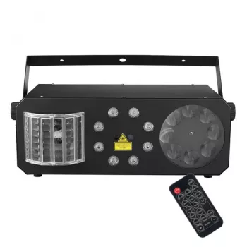 LIGHT4ME PARTY III V2 Multi-Effekt LED Derby Gobo Wash Strobe Laserlicht με Τηλεχειριστήριο IR