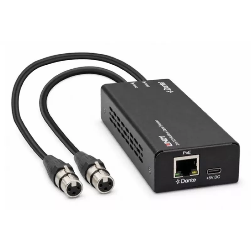 LINDY 2-κάναλο XLR Audio σε Dante Encoder, PoE, AES67, 24-Bit/96kHz 70618
