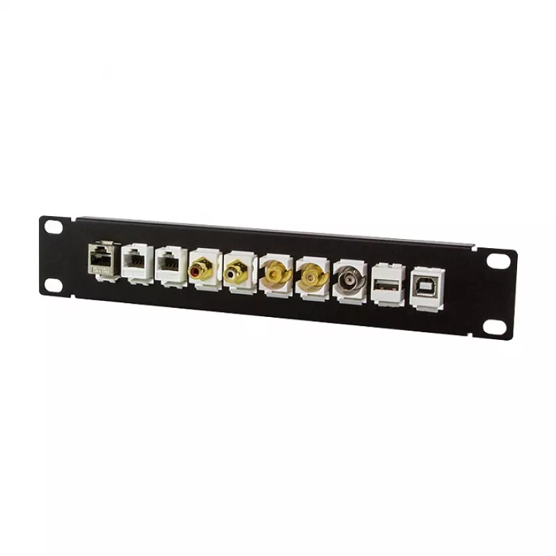 LogiLink ACT108 10-Port Keystone Patch Panel, 10-Inch Rack, 1U, Μαύρο