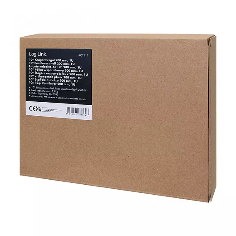 Logilink ACT111 Ράφι ράφι 200 mm 1U Γκρι Επίπεδο rack