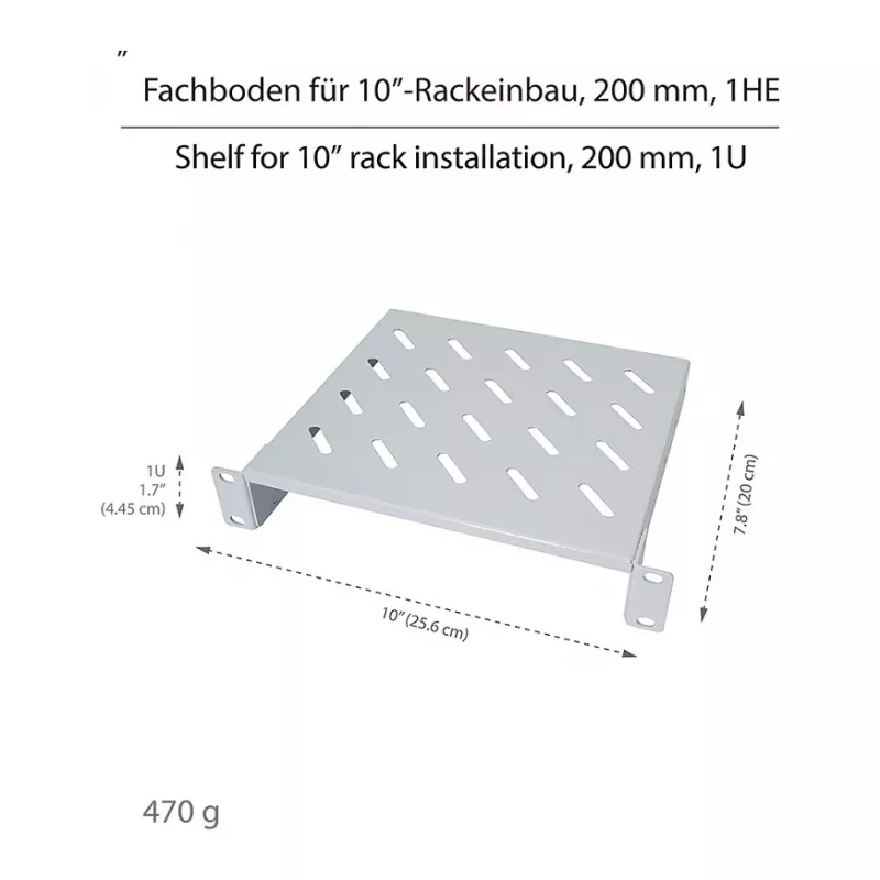 Logilink ACT111 Ράφι ράφι 200 mm 1U Γκρι Επίπεδο rack