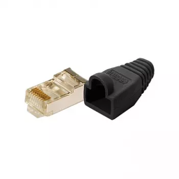 LogiLink Cat5e RJ45 Αρθρωτό βύσμα αρσενικό, θωρακισμένο (8P8C), Μαύρο – Συσκευασία 100 τεμ.