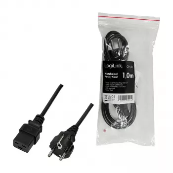 Logilink CP151 καλώδιο ρεύματος, CEE 7/7 σε IEC C19, μαύρο, 1 m
