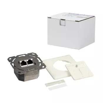 LogiLink DSIT χωνευτή πρίζα Cat. 6a θωρακισμένη 2 θυρών RJ45 εκρού