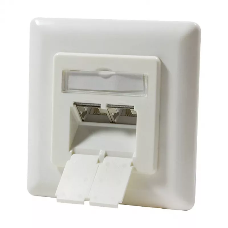 LogiLink DSIT χωνευτή πρίζα Cat. 6a θωρακισμένη 2 θυρών RJ45 εκρού
