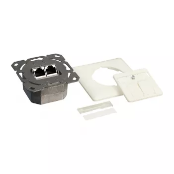 LogiLink DSIT χωνευτή πρίζα Cat. 6a θωρακισμένη 2 θυρών RJ45 εκρού