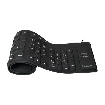 LogiLink Εύκαμπτο πληκτρολόγιο με καλώδιο σύνδεσης, Μαύρο (ID0019)