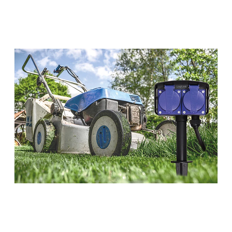 Logilink LPS214 Πολύπριζο, 2 πρίζες σούκο, IP44, Πάσσαλος εδάφους, Καλώδιο 2m