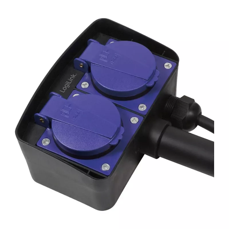 Logilink LPS214 Πολύπριζο, 2 πρίζες σούκο, IP44, Πάσσαλος εδάφους, Καλώδιο 2m