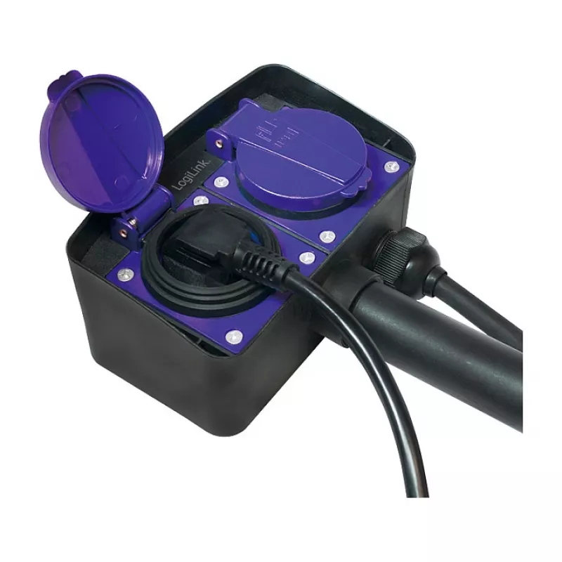 Logilink LPS214 Πολύπριζο, 2 πρίζες σούκο, IP44, Πάσσαλος εδάφους, Καλώδιο 2m