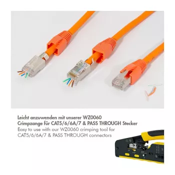 LogiLink αρθρωτό βύσμα RJ45 Cat.6A STP Pass Through, συσκευασία 10 τεμ.