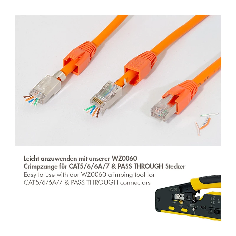 LogiLink αρθρωτό βύσμα RJ45 Cat.6A STP Pass Through, συσκευασία 10 τεμ.