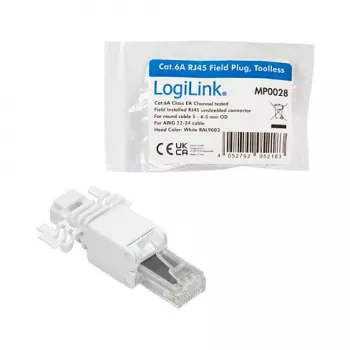 LogiLink αρθρωτό βύσμα RJ45 Cat.6A, UTP, χωρίς εργαλεία, λευκό