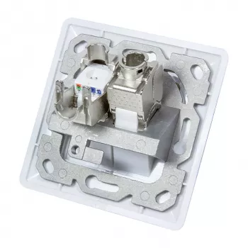 LogiLink NK4020 Πρίζα Τοίχου Keystone, Χωνευτή, 2 Μονάδων, Λευκό Σήματος