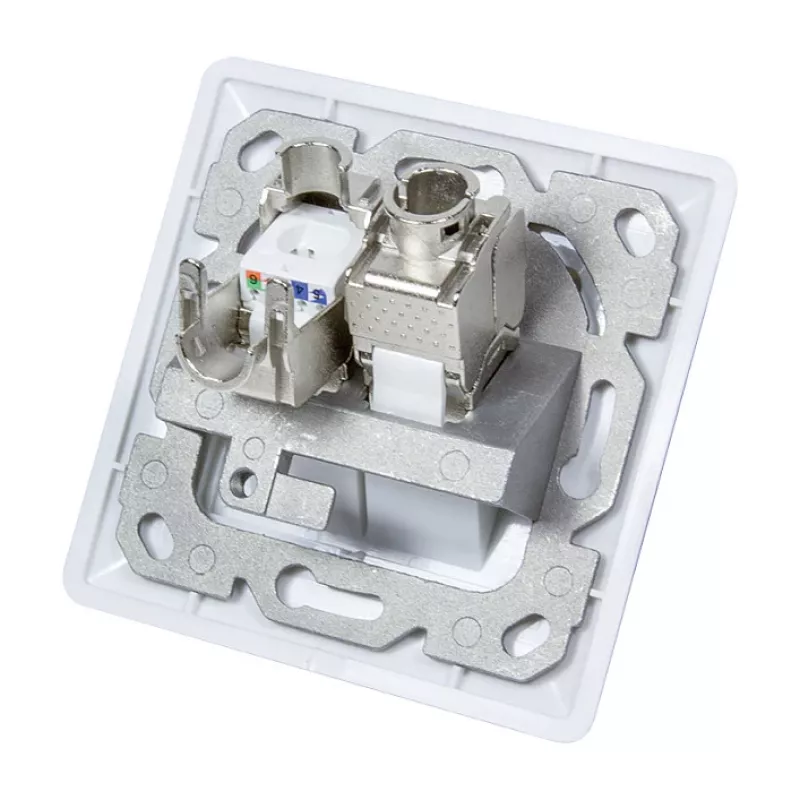 LogiLink NK4020 Πρίζα Τοίχου Keystone, Χωνευτή, 2 Μονάδων, Λευκό Σήματος
