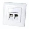 LogiLink NK4020 Πρίζα Τοίχου Keystone, Χωνευτή, 2 Μονάδων, Λευκό Σήματος