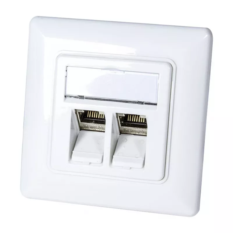 LogiLink NK4020 Πρίζα Τοίχου Keystone, Χωνευτή, 2 Μονάδων, Λευκό Σήματος