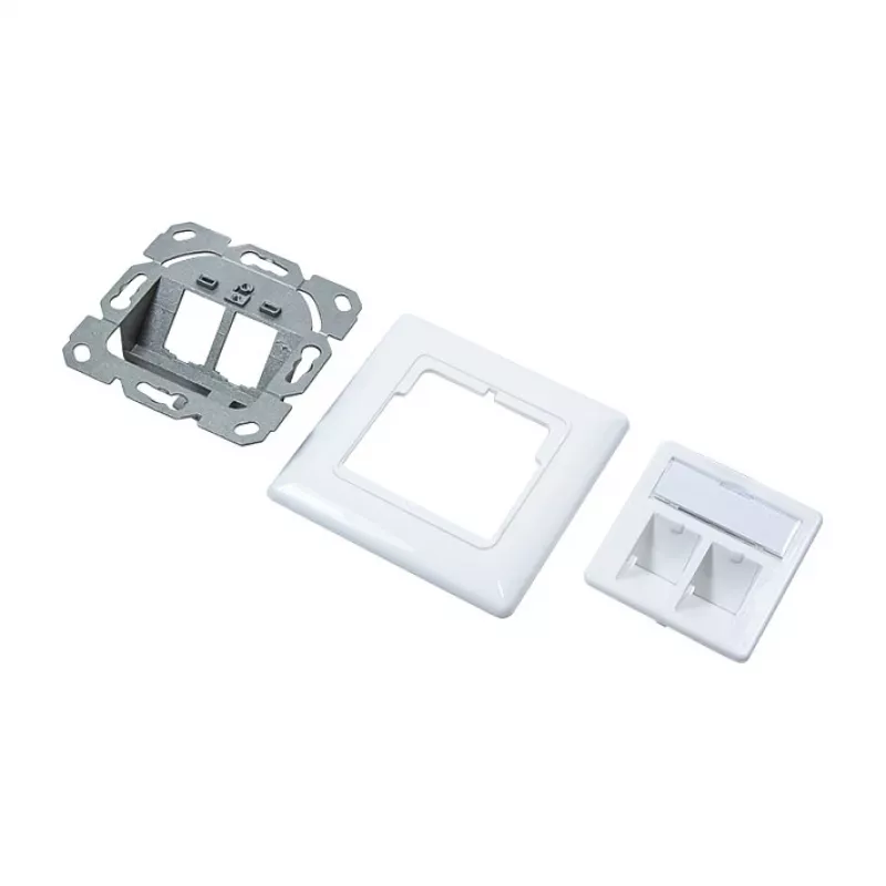 LogiLink NK4020 Πρίζα Τοίχου Keystone, Χωνευτή, 2 Μονάδων, Λευκό Σήματος