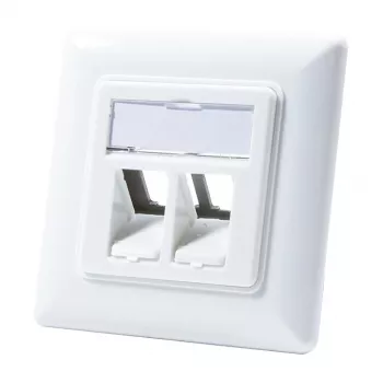 LogiLink NK4020 Πρίζα Τοίχου Keystone, Χωνευτή, 2 Μονάδων, Λευκό Σήματος