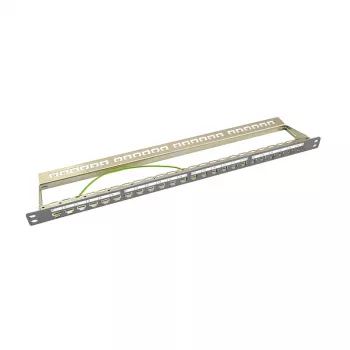 LogiLink NK4039 Keystone Patchpanel, 24 Θύρες, 0,5HE, θωρακισμένο, γκρι - τοποθέτηση σε rack 19 ιντσών