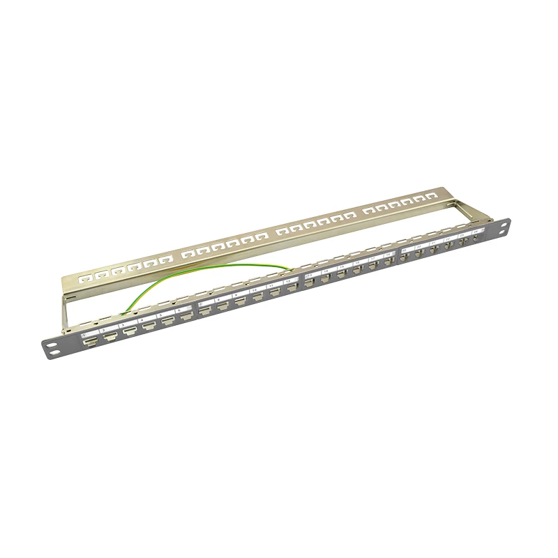 LogiLink NK4039 Keystone Patchpanel, 24 Θύρες, 0,5HE, θωρακισμένο, γκρι - τοποθέτηση σε rack 19 ιντσών