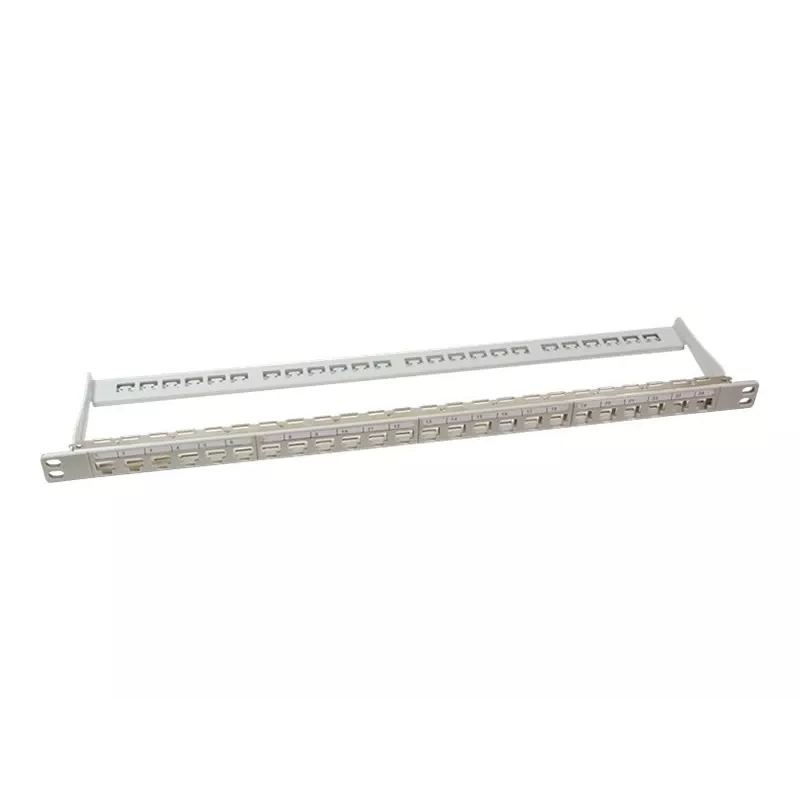 LogiLink NK4039 Keystone Patchpanel, 24 Θύρες, 0,5HE, θωρακισμένο, γκρι - τοποθέτηση σε rack 19 ιντσών