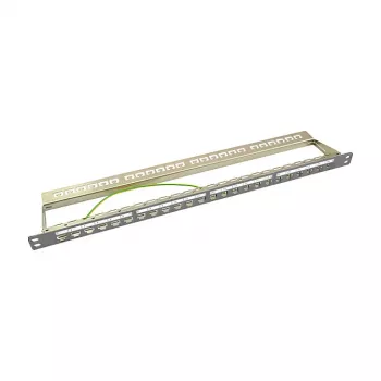 LogiLink NK4039 Keystone Patchpanel, 24 Θύρες, 0,5HE, θωρακισμένο, γκρι - τοποθέτηση σε rack 19 ιντσών