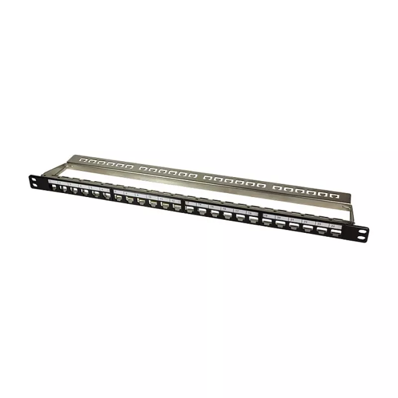 LogiLink NK4040 Patch panel Keystone 24 θυρών θωρακισμένο, 0,5U, Μαύρο