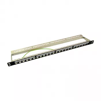 LogiLink NK4040 Patch panel Keystone 24 θυρών θωρακισμένο, 0,5U, Μαύρο