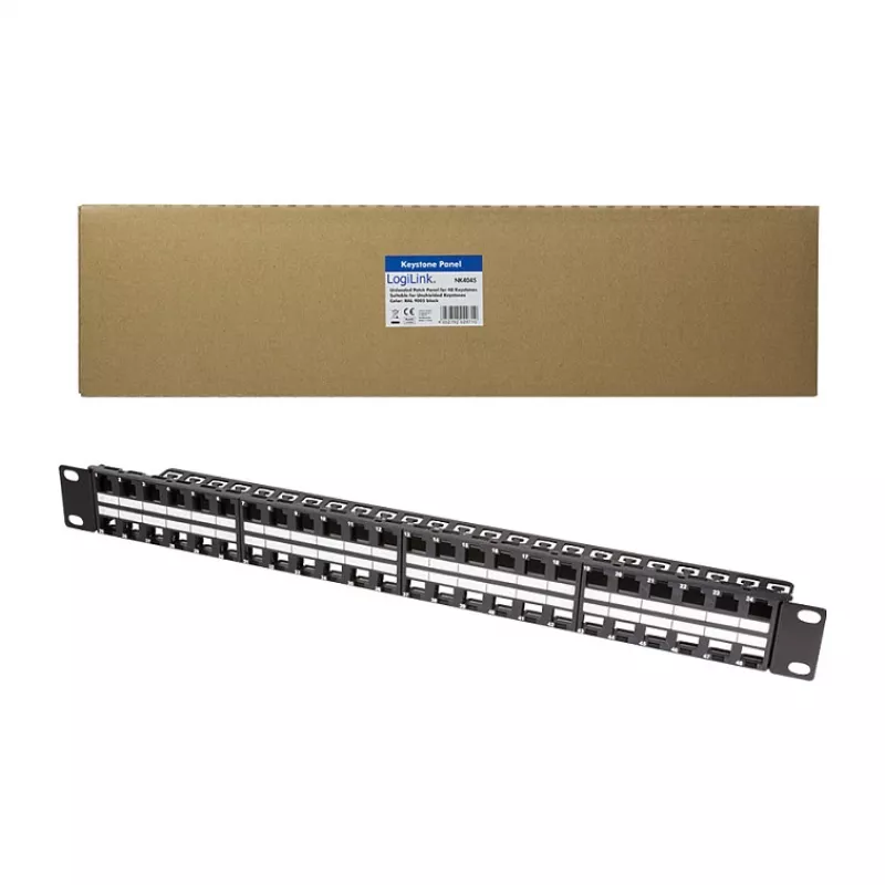 LogiLink NK4045 Keystone Patch panel 1U 48 Θύρες αθωράκιστο Μαύρο