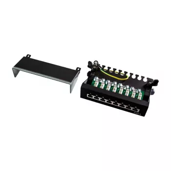 LogiLink NP0017B Patch Panel – 8 θυρών Cat6 STP, τοποθέτηση σε τοίχο/κάτω από γραφείο, μαύρο