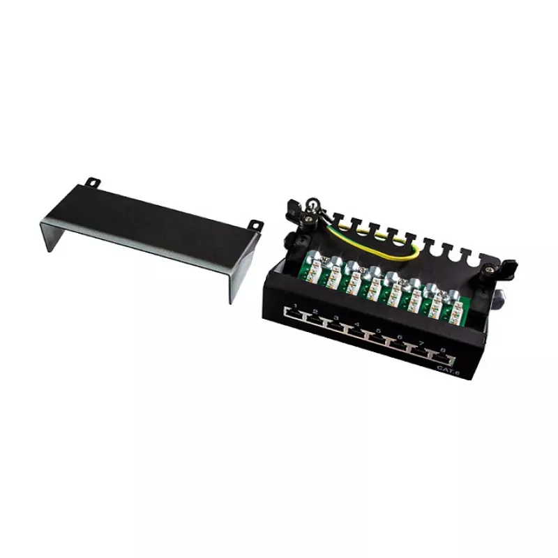 LogiLink NP0017B Patch Panel – 8 θυρών Cat6 STP, τοποθέτηση σε τοίχο/κάτω από γραφείο, μαύρο